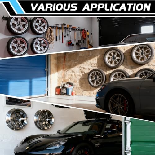 4 Pcs Tire Wall Hooks, Heavy Duty Garage Storage System, Strength Steel Tyre Rack for Car, SUV, Motorcycle Tires, Ladders & Chairs (12.2Inch) - Image 5