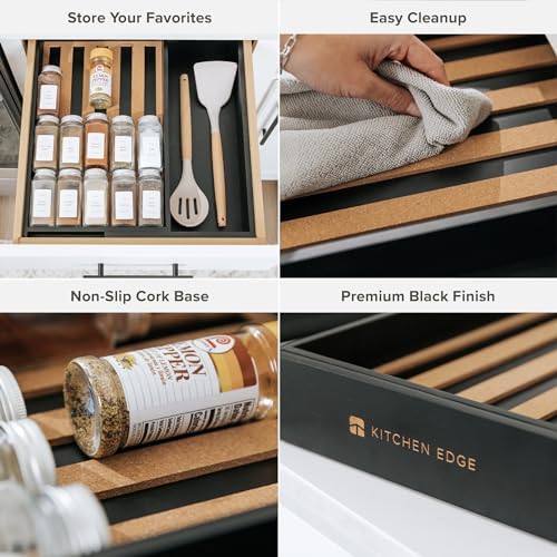 KitchenEdge Expandable Spice Drawer Organizer, Black Bamboo - Image 3