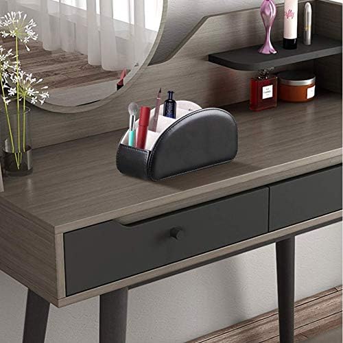 All-in-One Leather TV Remote Control Holder Black with 5 Compartments Nightstand Desktop DVD Media Player Remote Caddy Storage Box Organizer Tray For Makeup Brush Pen Stationary Table Controllers - Image 6