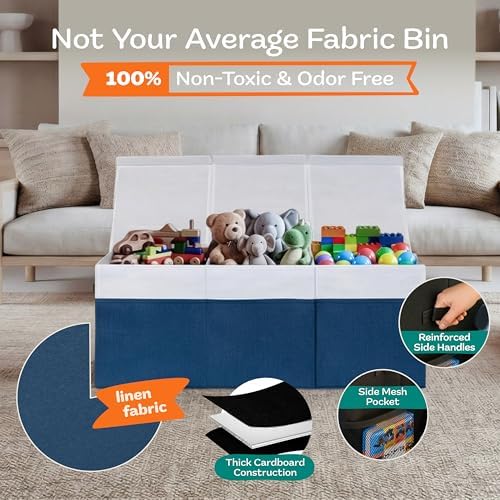 SoftOwl Extra Large Toy Storage Organizer with Lid - Sturdy, Collapsible Toy Chest Storage Box Design - Toys Bin with Dividers for Kids, Nursery, Bedroom, Playroom 37"x16"x14" - Image 4