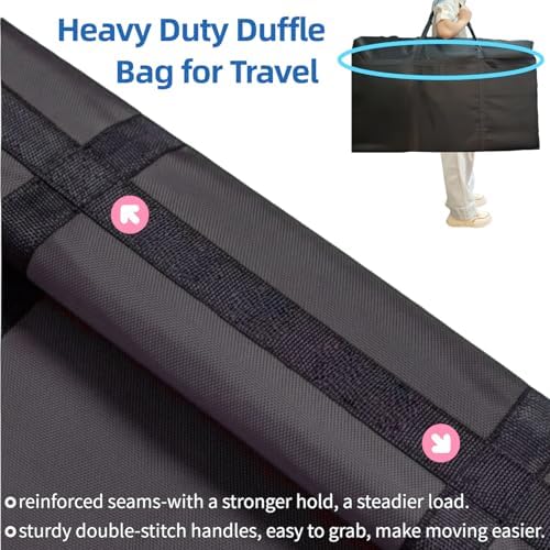 150L Duffle Bag for Travel, Large Christmas Tree Storage Bag with Zipper, 600D Waterproof Fabric Large Capacity Luggage Storage Tote for Moving Traveling Camping Gear Outdoor Sport, Black - Image 5