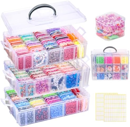 Stackable Bead Organizer 3 Tier with 90pcs Small Boxes Storage Container by SGHUO