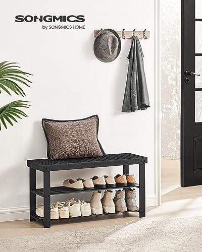 SONGMICS Shoe Rack Bench, 3-Tier Bamboo Entryway Bench, 35.2 Inches Width - Image 2