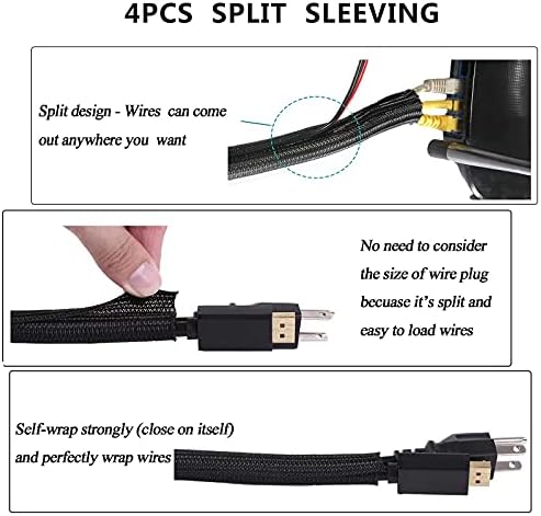 Cord Management Organizer Kit 4 Cable Sleeve split 192PCS Cable Management - Image 4