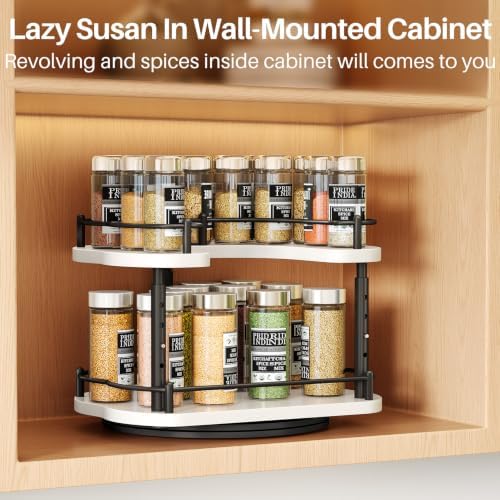 SNTD Lazy Susan Spice Rack Organizer for Cabinet, Wood, White, 12 in - Image 7