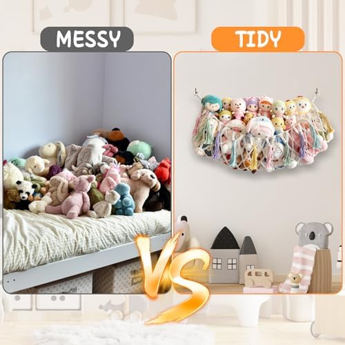 Bohemian Stuffed Animal Hammock, 51" Large Toy Storage Net for Plush Toys, Kids Room & Nursery Wall Hanging Organizer, Macrame Corner Storage, Baby Girl Room Decor Gift. - Image 6