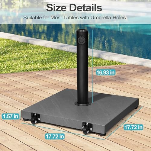 Patio Umbrella Base with Wheels, 43lbs Outdoor Umbrella Stand - Image 2