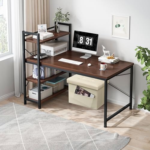AmasSmile Ottoman with Storage,16" Folding Leather Foot Rest Chest,Beige - Image 5