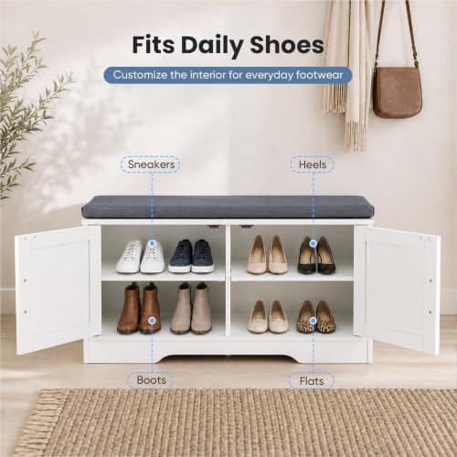 NEWBULIG Shoe Bench with Storage for Entryway, 27.6" Shoe Storage Bench - Image 5