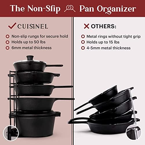 Cuisinel Pan Organizer for Cast Iron, Silicone-Coated 15" Skillet Rack - Image 3