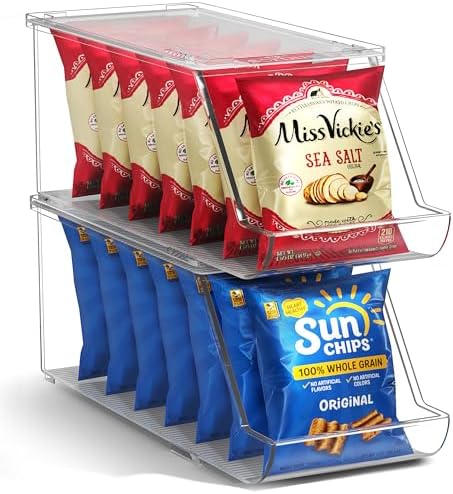 Sorbus Snack Organizer for Pantry, Clear Stackable Chip Bins (2 Pack) by Sorbus