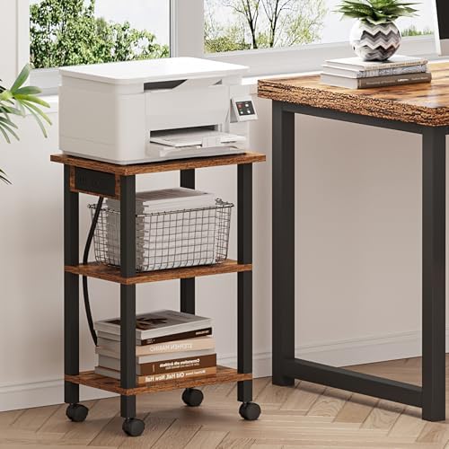 TUTOTAK Printer Stand, 3 Tier Rolling Printer Cart with Charging Station - Image 5