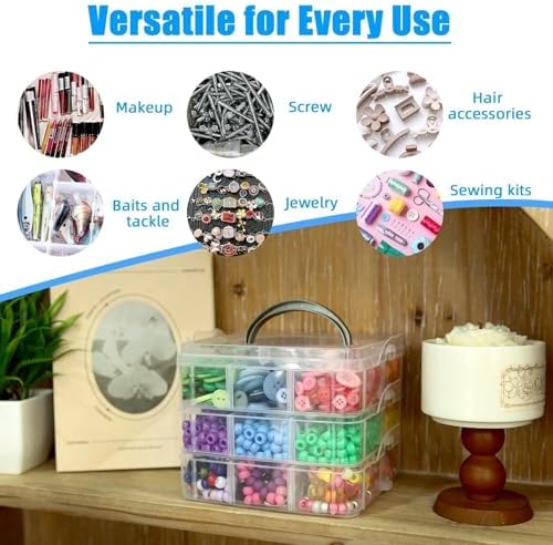 2pack 3-Tier Stackable Bead Storage Container Box 18 Compartments Organizer - Image 6