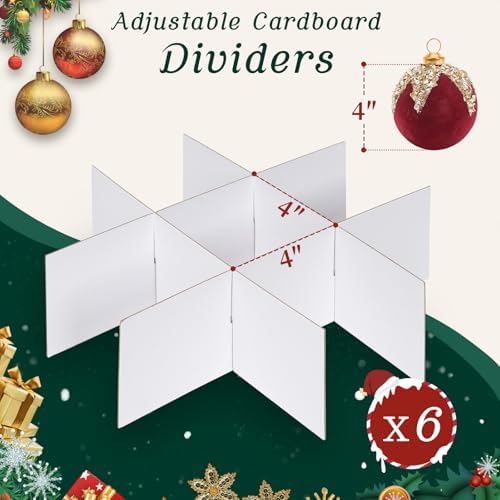 Christmas Ornament Storage Box with Adjustable Dividers Zippered Top Stores up to 54 Holiday Ornaments (4 Inch) Xmas Ball Decorations Organizer Storage Container Bin - Image 3
