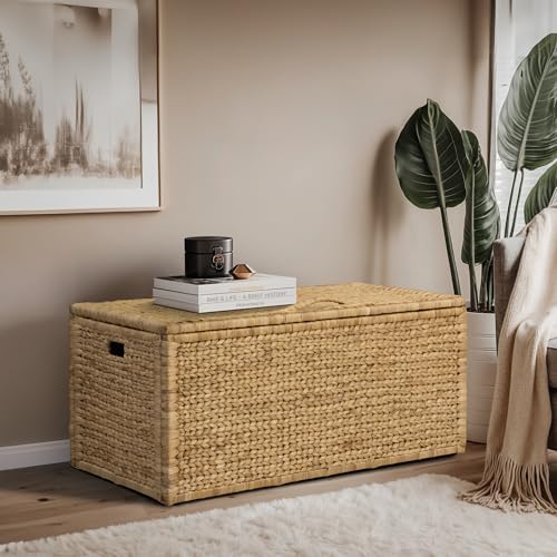 eHemco Water Hyacinth Bedding Storage Trunk, Natural, 42x20x18.5 - Image 2