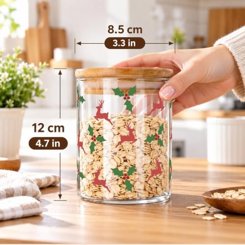 Set of 4 Christmas Food Canistersd with Lid,Xmas Home Kitchen Decor Gift - Image 2