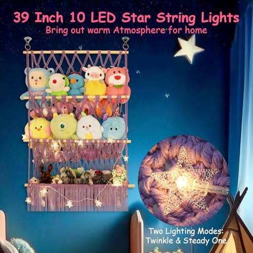 3 Tier Stuffed Animal Storage Net, 24x39 Inch Large Stuffy Storage,Purple - Image 5