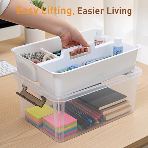 Citylife 17 QT Clear Craft Organizers and Storage Box with Handled Tray - Image 3