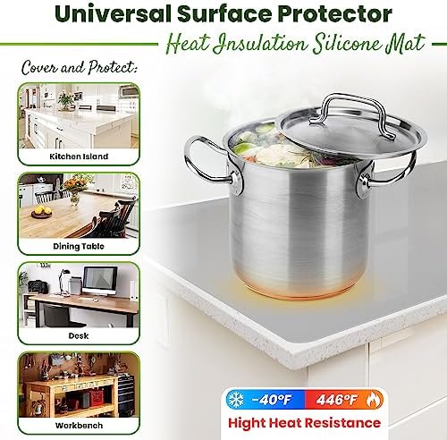 Large Silicone Mat 28" x 20" Thick Heat Resistant, Kitchen Counter Mat Waterproof - Coffee Machine, Glass Top Stove Cover Countertop Protector for Air Fryer, Baking (Semi-Translucent) - Image 2