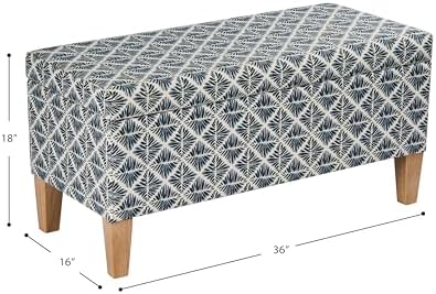 HomePop 36" Decorative Storage Bench - Blue Geometric Pattern - Image 3