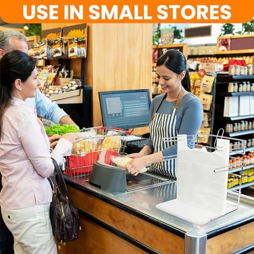 Bag Holder Stand for Plastic Bags – 15.7”Wx12.4”Dx12.4”H Metal Grocery Sack Holder and Dispenser Chrome T Shirt Bag Holder Rack Shopping Bag Holders for Grocery Bags for Retail and Store Use - Image 5
