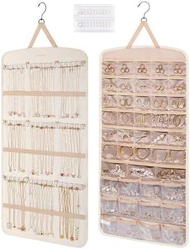 BAGSMART Hanging Jewelry Organizer, Necklace Holder, Extra Large Beige by BAGSMART