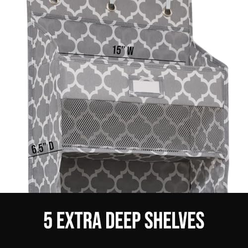 GORILLA GRIP Over The Door Organizer Storage, 5 Deep Hanging Shelves, Holds 50lbs, Closet Organizers Shelf for Bedroom, Shoes, Bathroom, Nursery, Dorm Essentials, 58x15 Inches, Quatrefoil - Image 4
