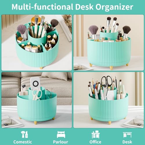 fanado 360° Rotate Makeup Brush Holder Organizer, Makeup Organizers Countertop, Makeup organization and Skincare Storage for Vanity, Desktop, Bathroom (Mint Green) - Image 3
