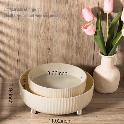 360 Rotating Makeup Perfume Organizer Skincare Tray, Small Beige - Image 6