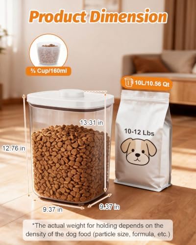 TBMAXS 12 Lbs Pet Dog Food Storage Containers with Pop-up Lid Measuring Cup - Image 3