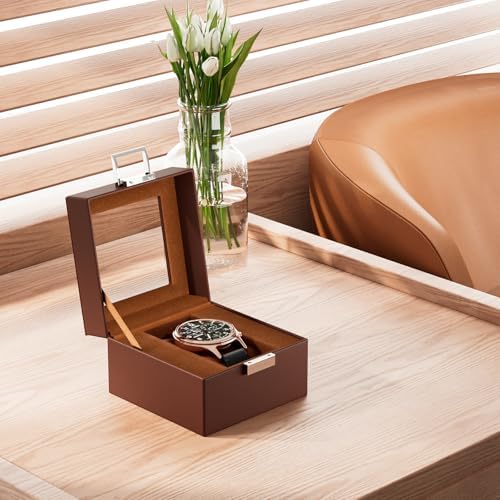 ProCase Watch Box, Single Mens Watch Display Case, 1 Slot, Espresso - Image 6