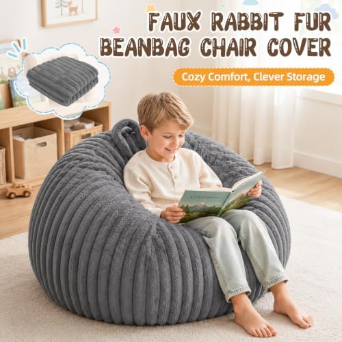 Bean Bag Cover No Filler Stuffed Animal Storage Bean Bag Chair Cover - Image 3