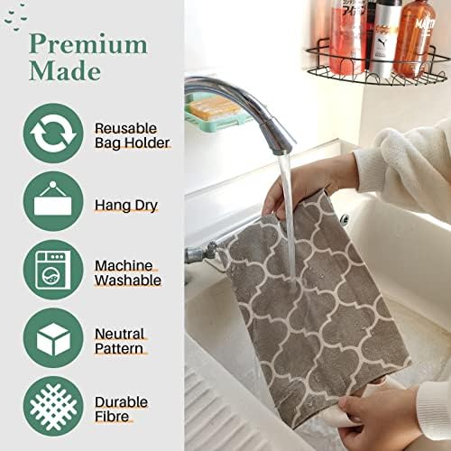 Plastic Bag Holder, Washable Grocery Bag Holder for Plastic Bags, Strong Plastic Bag Storage Dispenser with Hanging Loop, Wall Mount Trash Bag Dispenser for Home Kitchen Cabinet (Beige) - Image 4