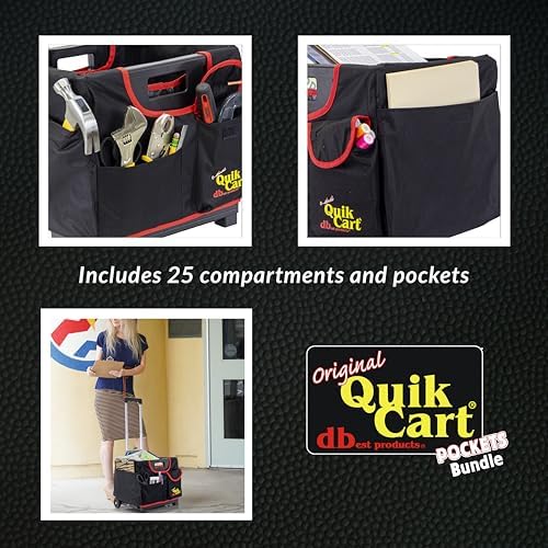 dbest Products Quik Cart Pockets Bundle Sport - 10 Pocket - Black & Red - Image 3