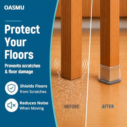 OASMU 32 Pcs Chair Leg Floor Protectors for Hardwood Floors Square - Image 2