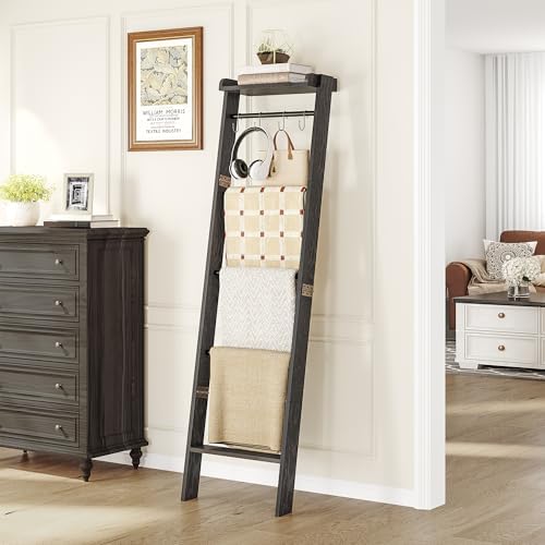 Hzuaneri Blanket Ladder Shelf, Farmhouse Ladder Holder, Blanket Organizer by Hzuaneri