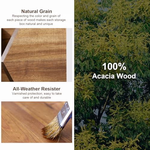 Acacia Wood Pantry Storage Bins, Stackable Storage Baskets Potato and Onion Storage Bins, Pantry Organizer Wooden Baskets Organization and Storage, Set 3 Pieces - Image 4