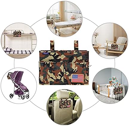 Surblue Bedside Caddy Hanging Organizer Storage Bag Pocket for Bunk, Hospital Beds, College Dorm Rooms, Baby Bed Rails, Wheelchair Side Bag, Camp Chairs, 4 Pockets and 2 Hooks (Small Jungle) - Image 6