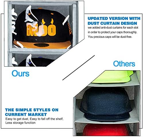 VAESIDA Hat Rack - 10 Shelf Upgraded Version Hat Organizer for Closet with Dust Shield & Side Mesh Storage Pockets - Hat Holder & Hat Racks for Baseball Caps - Image 5