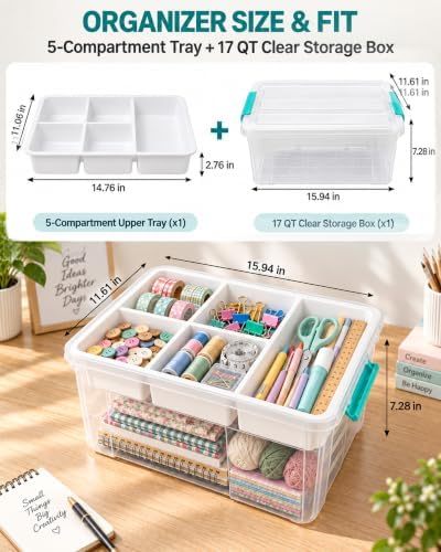 EOENVIVS Craft Organizers and Storage Container Art Supply Organizer,17 QT - Image 3