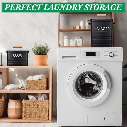 2 Pcs Farmhouse Metal Laundry Detergent Pod Container, Dryer Sheet Holder - Image 5