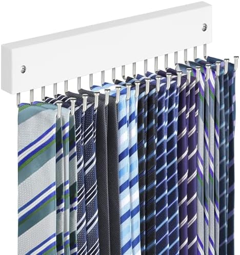 Tie Rack Belt Hanger Wall Mounted Tie Organizer White 1 Pack by Lomrsiul