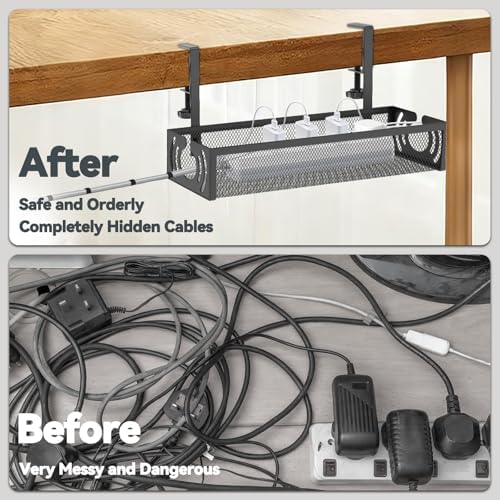 Cable Management, 15'' Under Desk Cable Management Tray No Drill - Image 2