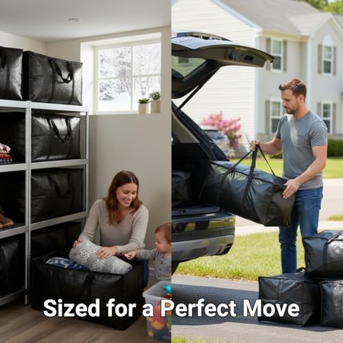 BAG-THAT! 6 - Pack Heavy Duty Large Moving Bags, with Strong Zipper and Comfortable Handles Durable & Sturdy Clothes packing Storage Bags Totes Bins Packing Moving Boxes College Supplies for moving. - Image 4