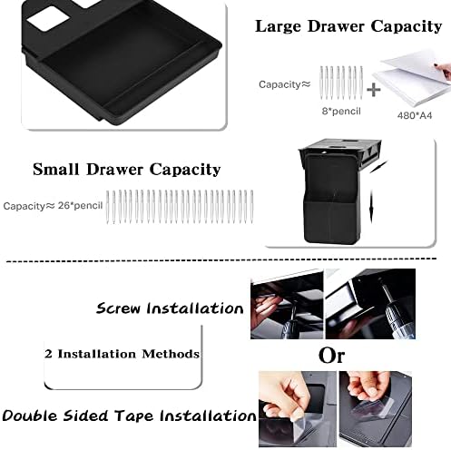 Under Desk Drawer Storage Organizer - 2 Pack (Large and Small) Black - (Please Note - Drawer Size/No Lip Under Desktop) - 2 Installation Methods (Screw or Adhesive) - Image 5
