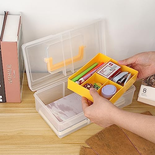 JUXYES Clear Art Craft Supply Storage Bin Sewing Box With Handle Lid - Image 4