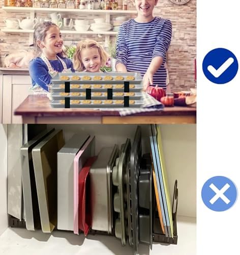 20 Piece Reusable Baking Tray Stacker, Space Saving Fixed Cookie Tray Stacker, Cookie Tray Baking Tray for Kitchen Baking (Black) - Image 3