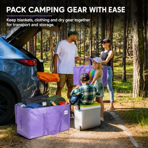 6 Pack Extra Large Moving Bags, 24 Gallon Heavy Duty Storage Totes, Purple - Image 6