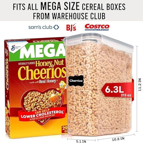 Shazo 2 Pack (6.3L / 213OZ) EXTRA Large Airtight Food Storage Cereal Containers for Bulk Food Storage BPA-Free Plastic Container, Pantry Organization and Canister for Rice, Pasta, Sugar & Flour - Image 3