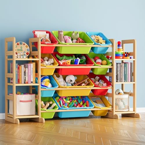 SpaceAid Toy Storage Organizer with 6 Shelves and 12 Bins, Toy Organizers Storage Bookshelf, Kids Bin Shelf Toys Box Bookcase for Bedroom Playroom Organization Room Decor, Multi-Colored by SpaceAid